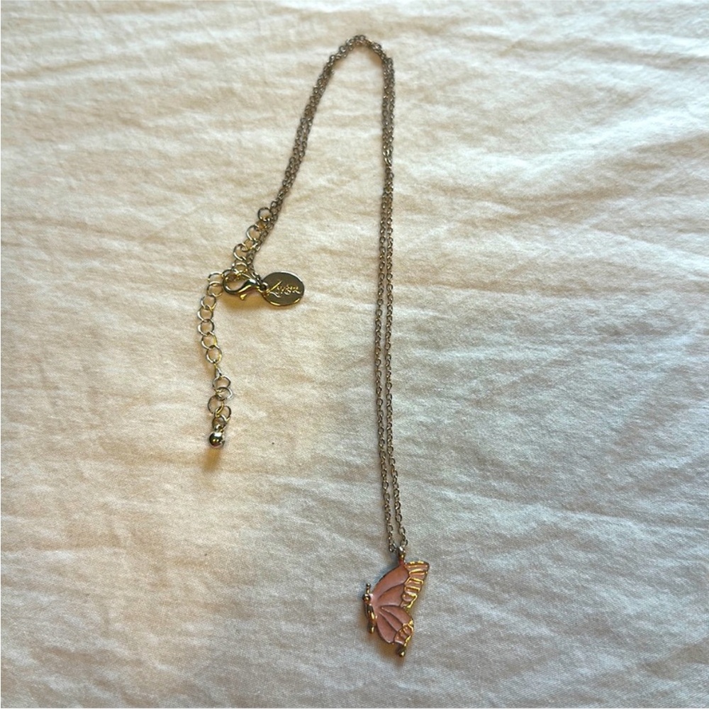 Lovisa silver Pink Butterfly Necklace